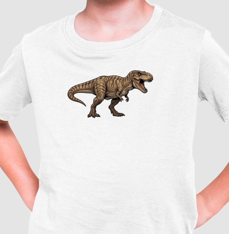 Camisa Algodão Estampada Dinossauro T-rex Imponente Premium