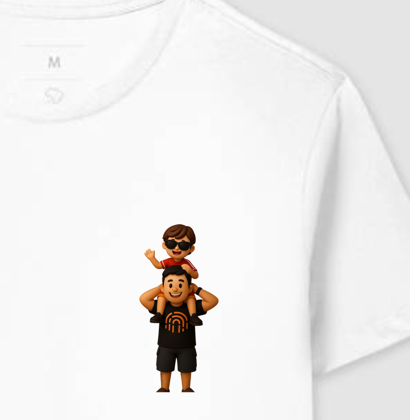 Camiseta Versinho pai e filho | Filho sentado no ombro do pai | Personalizado