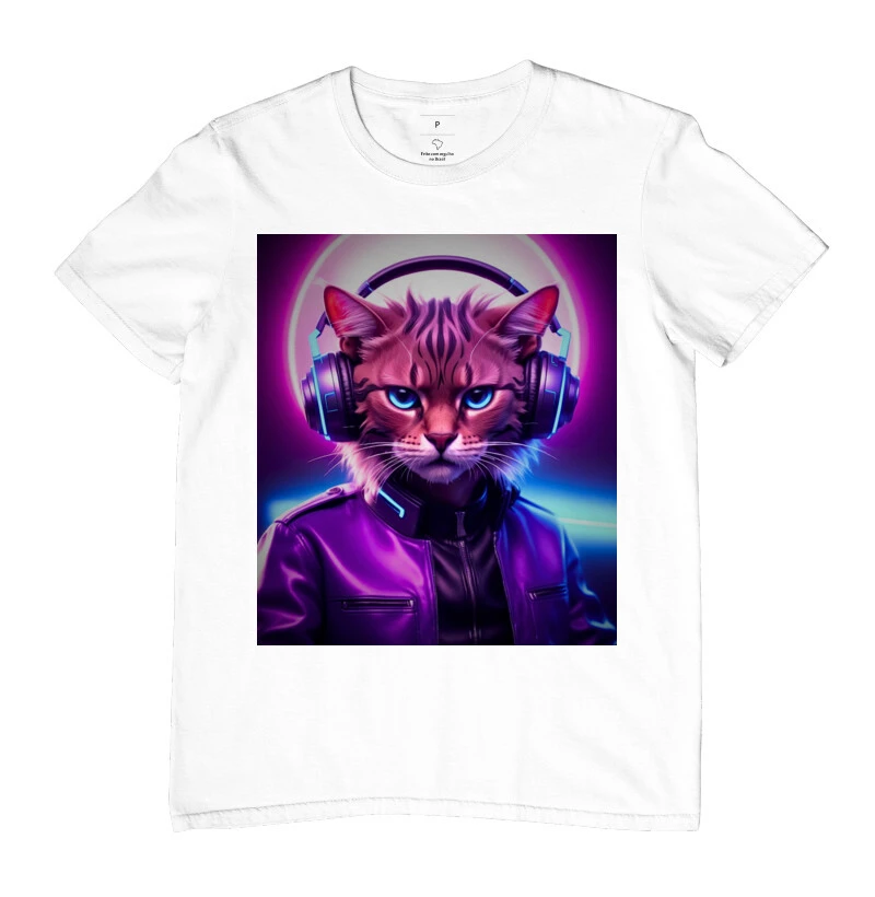 Camiseta Reserva Ink - Gato Neon de Fone