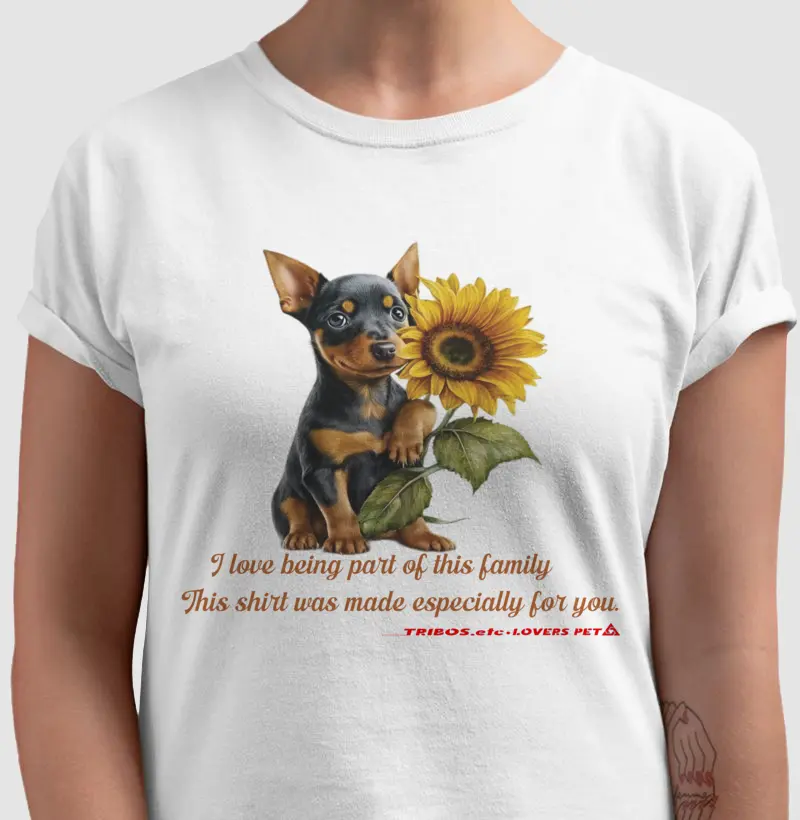 CAMISETA RESERVA.INK MASCULINA E FEMININA TRIBOS.etc PET DOG Sunflower Pinscher