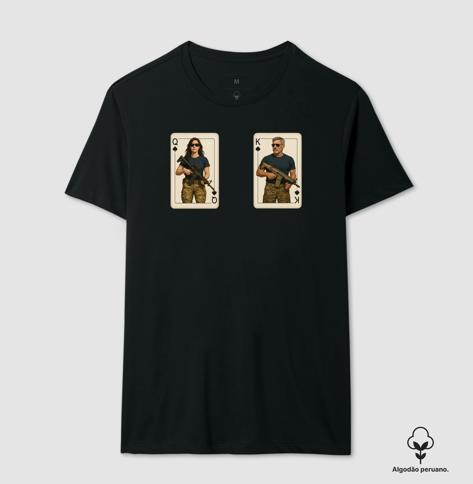 Camiseta Veteranos Dama e Rei de Espadas - Algodão Peruano