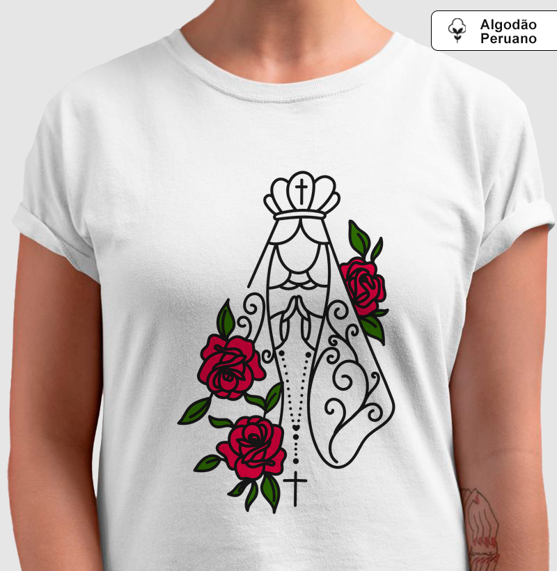 Nossa Senhora e as Flores - Algodão Peruano