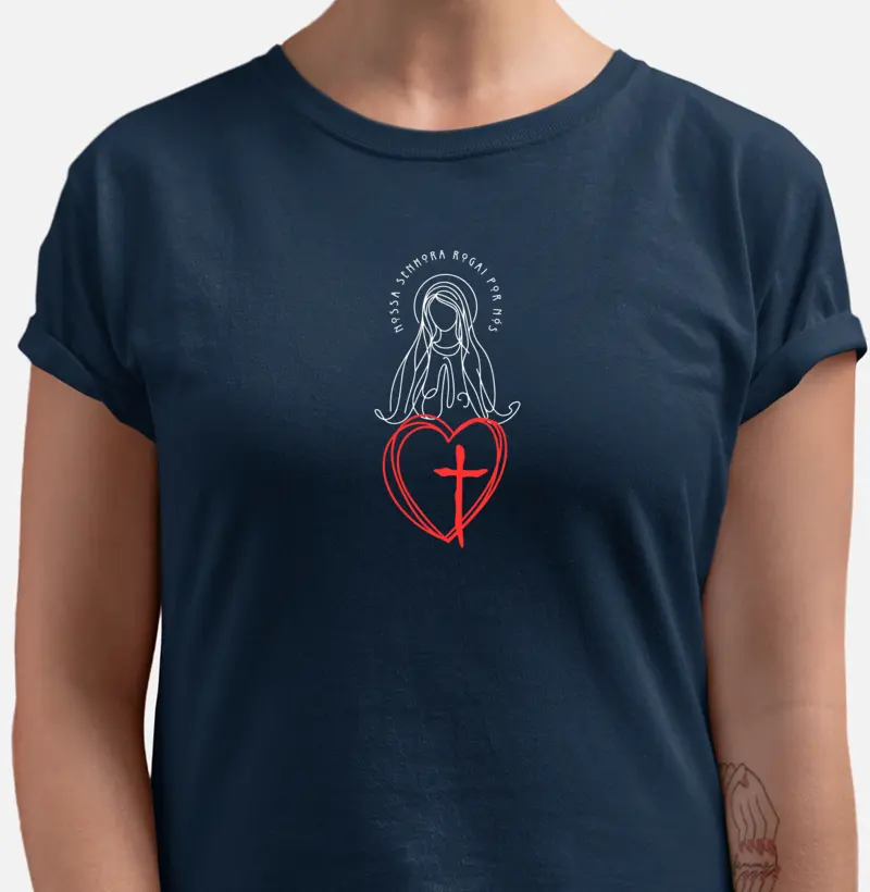 Estampa Nossa Senhora e Rosa Azul Mar. Fem.