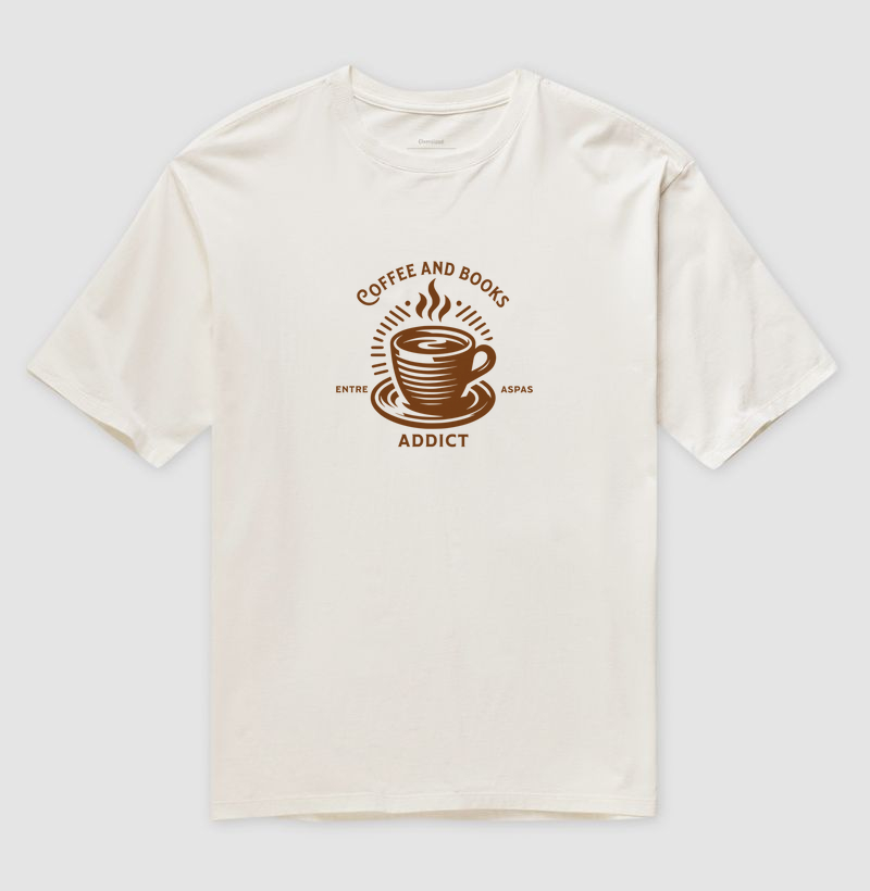 Camiseta Over - Coffee and Books