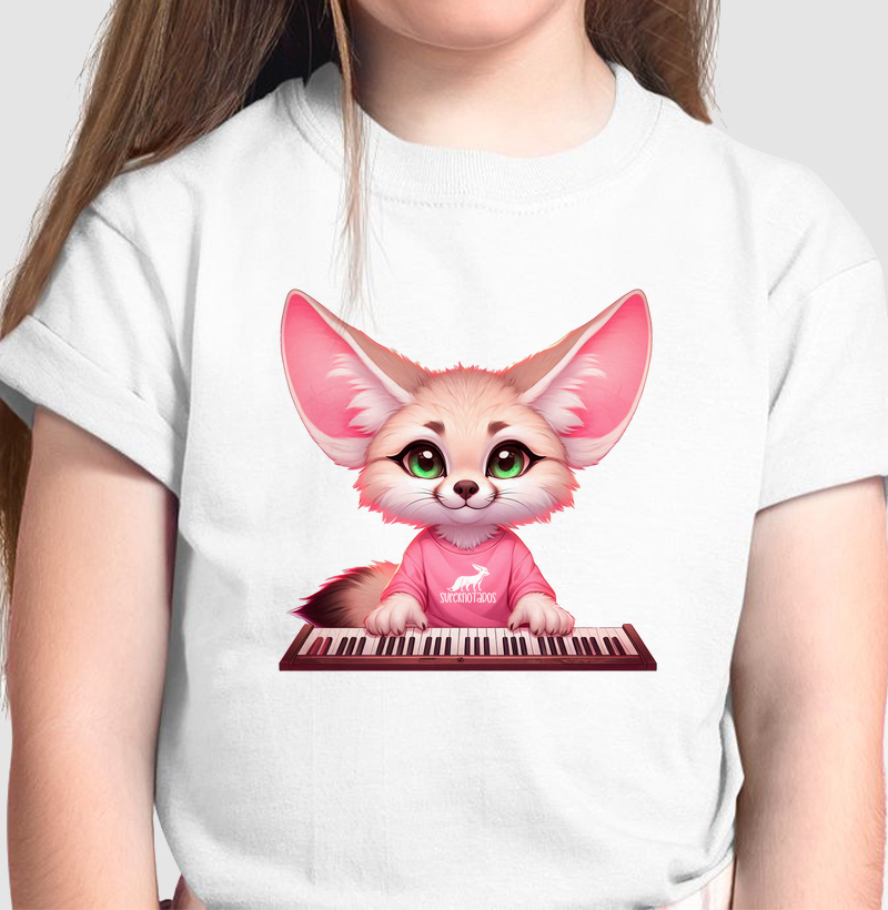 Camiseta Lúdica Infantil Feminina Feneco Teclado