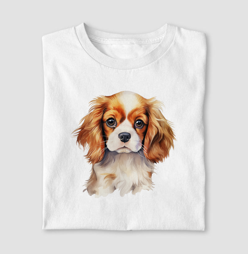 Camiseta - Cavalier King Charles Spaniel aquarela