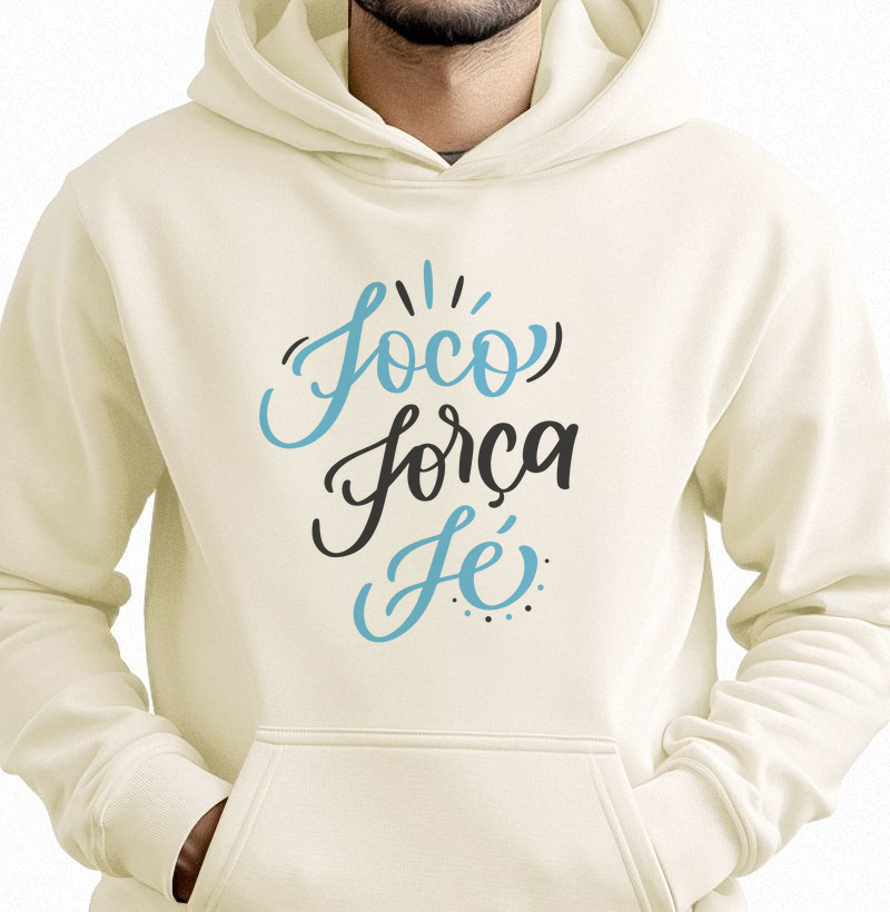 camiseta - Foco, força, fé