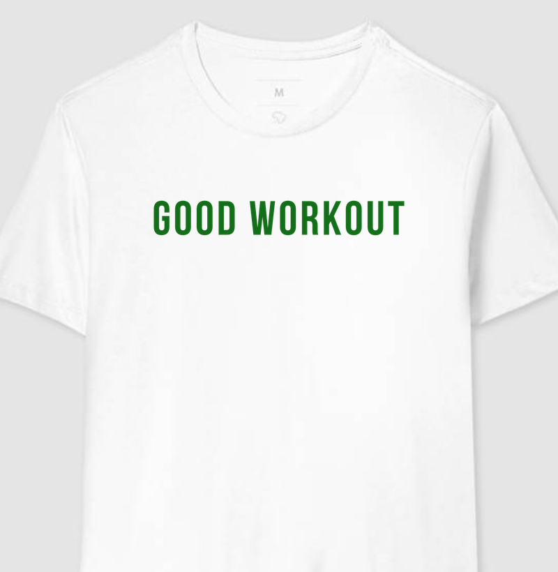 T-shirt Good Workout Branca Logo Reta Verde