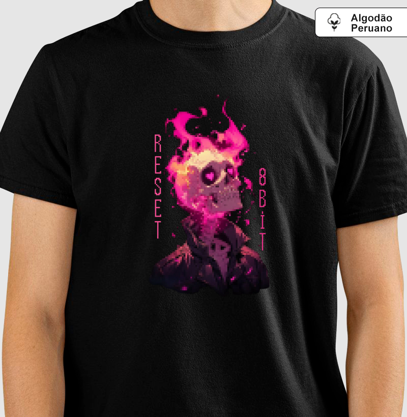 Camiseta  Algodão Peruano Caveira Apaixonada