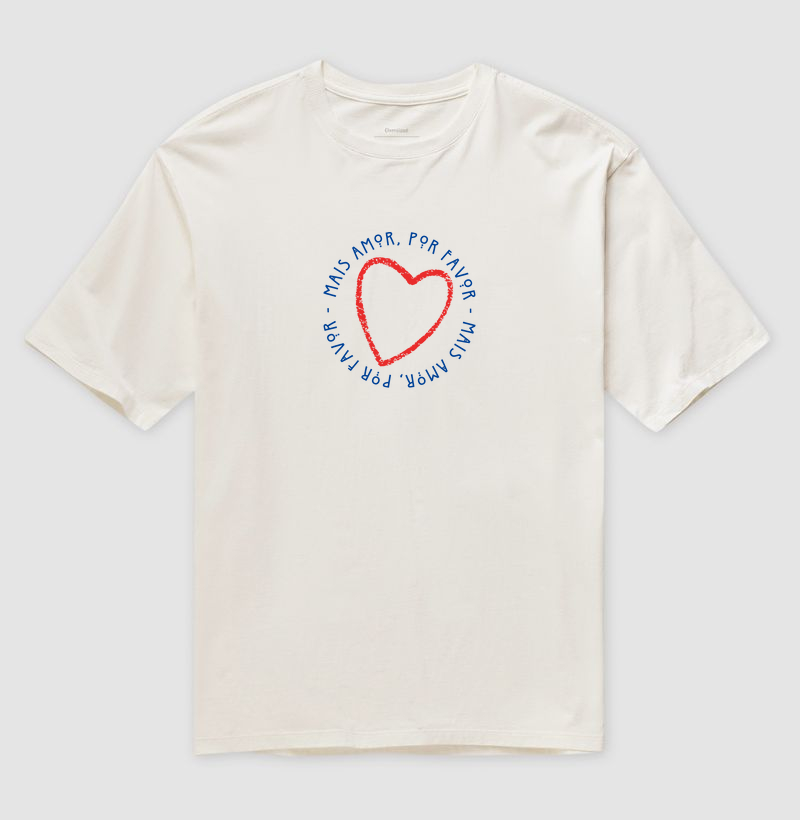 Estampa Coração Mais Amor Off White Masc.