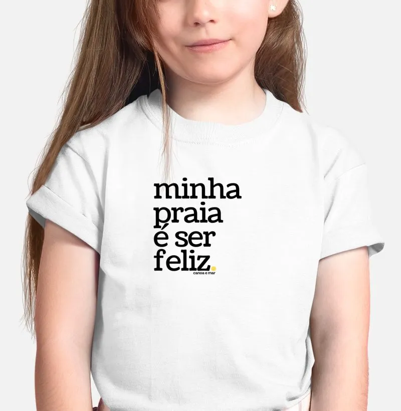 Camiseta Mini Minha Praia É Ser Feliz