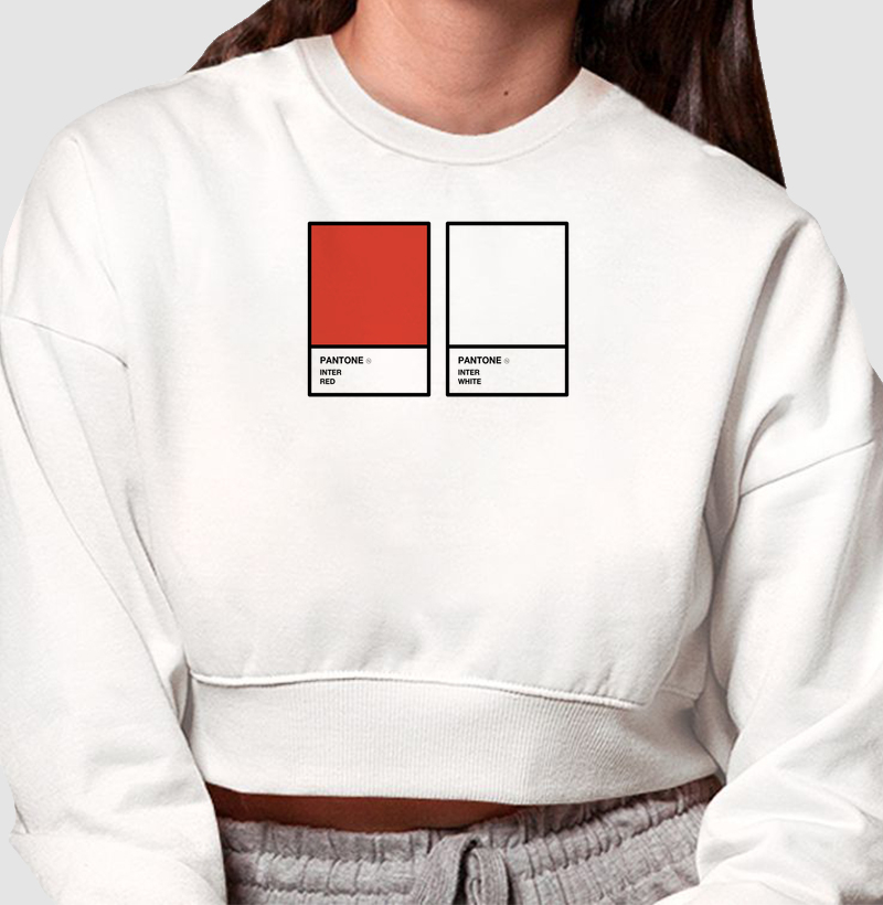Moletom Cropped Pantone Vermelho e Branco