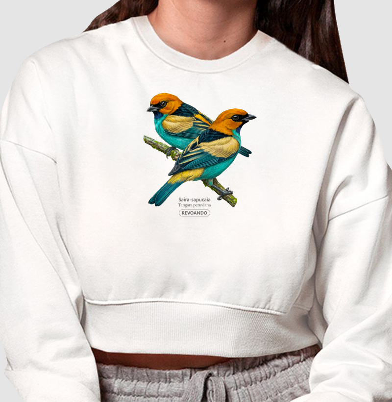 Traços Alados - Saíra-sapucaia - Moletom Cropped