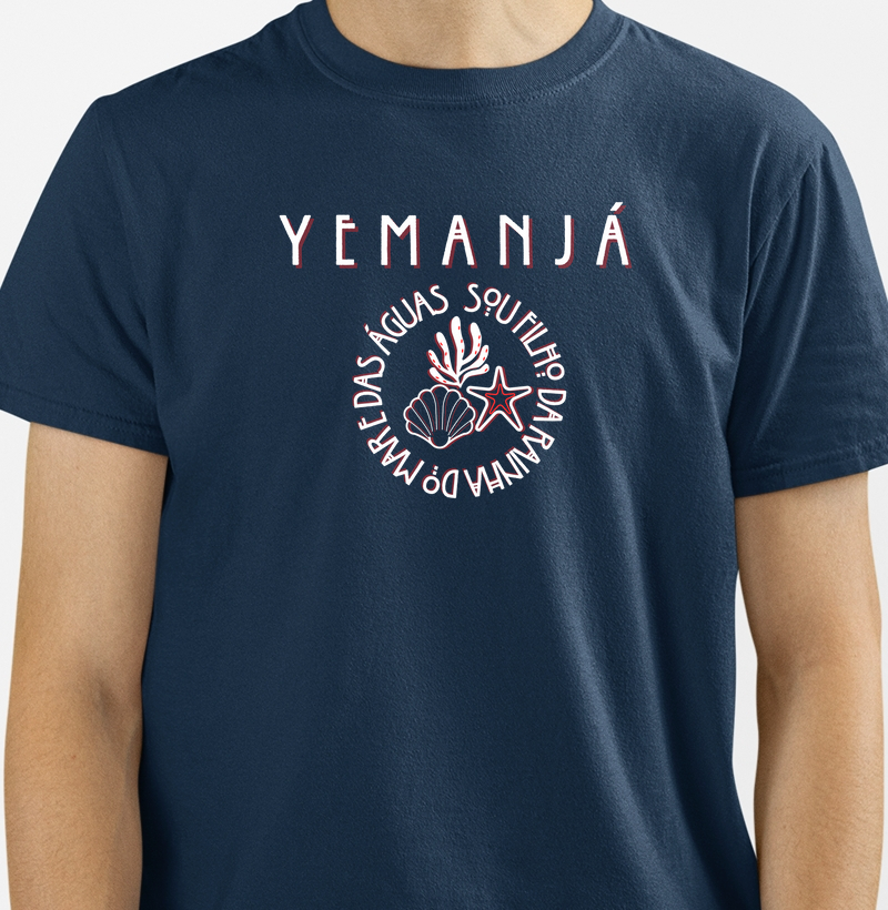 Camiseta Sou Filho de yemanjá Sombreada Azul Marinho Masc.