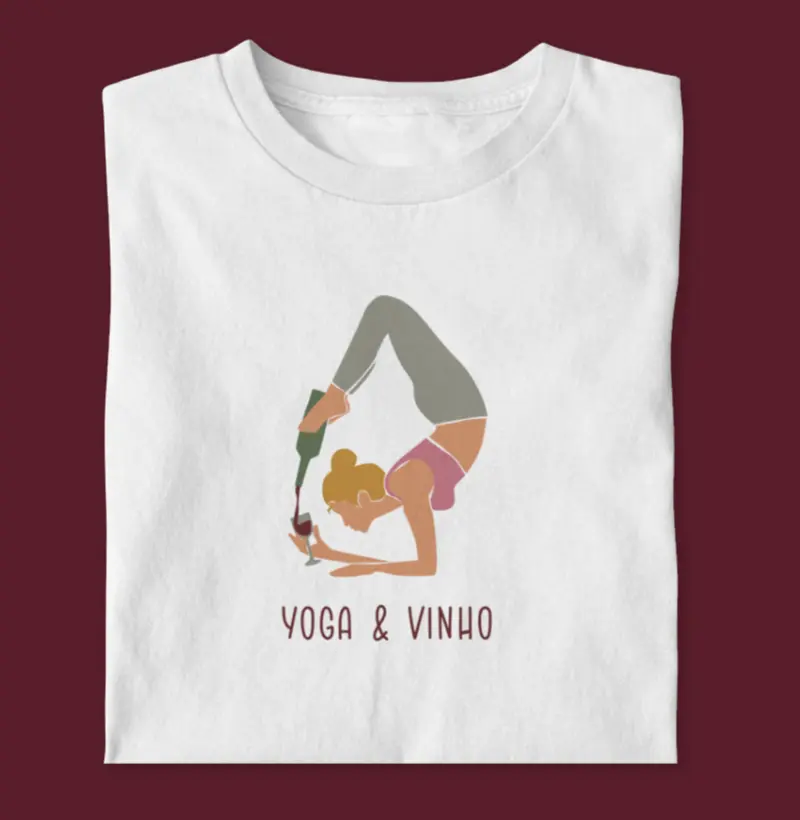 Camiseta Yoga e Vinho