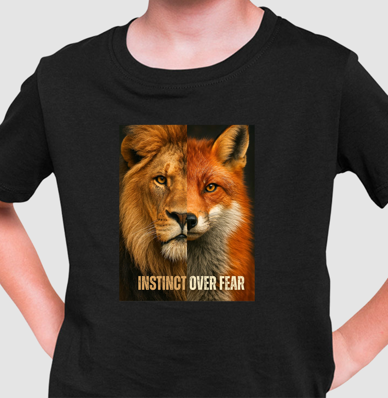 Camiseta infantil Instinct over fear (instito acima do medo) | 100% algodão