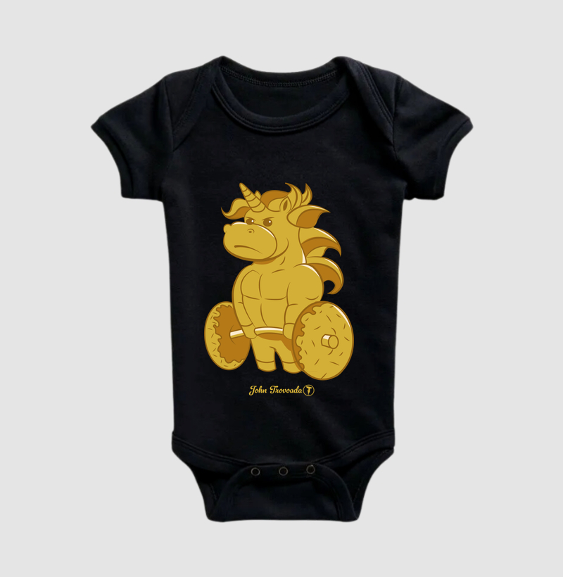 Body Bebê Unicórnio Dourado