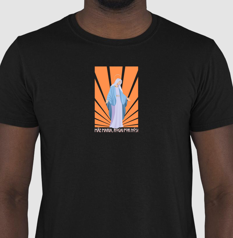Camiseta Rogai por Nós Preta Masculina