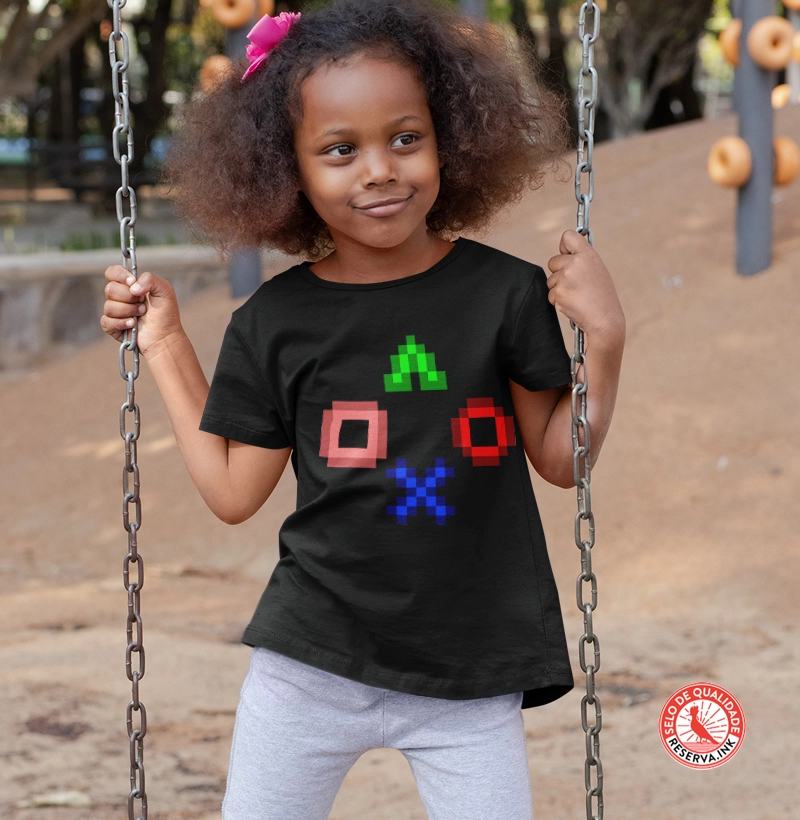 Camisa Kids menino e menina Gamer Pixel