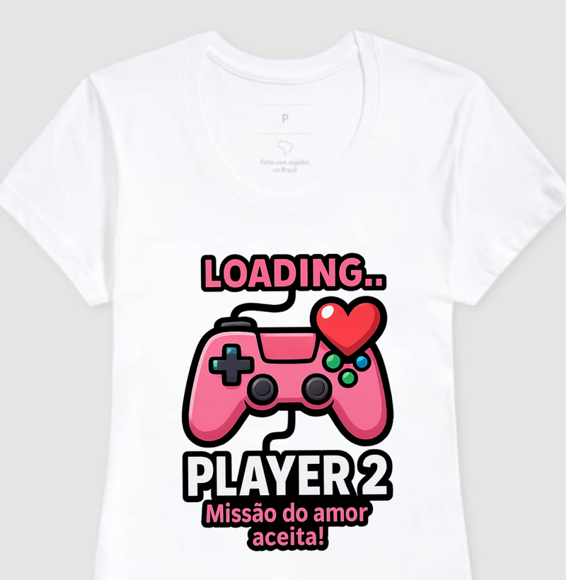 Camiseta Casal Gamer – Player 1 & Player 2 (Conectados no Amor)