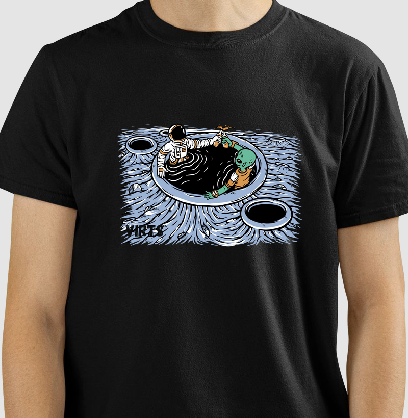 Camiseta Virts Astronauta e allien..