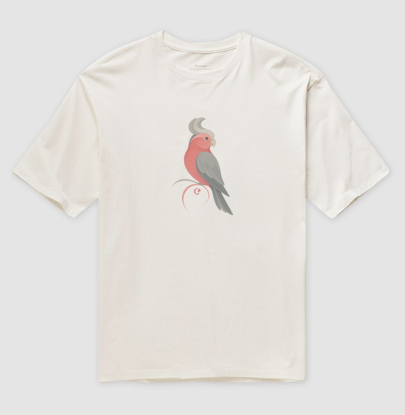 Camiseta Oversized - Cacatua Galah em Movimento