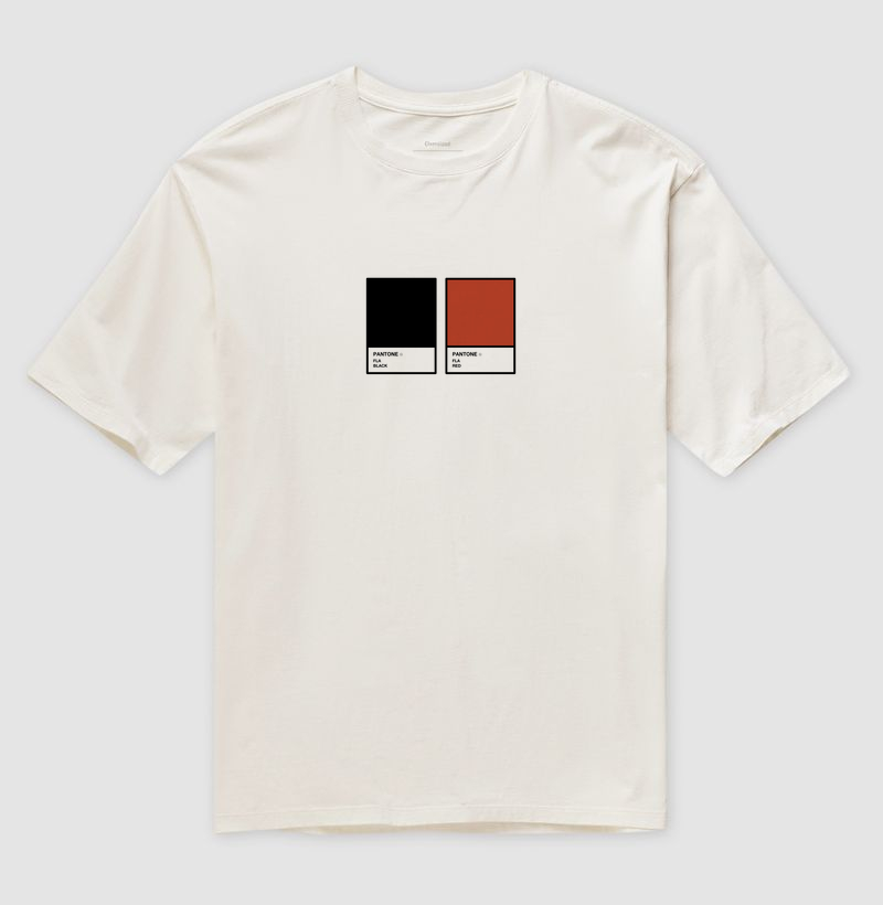 Camiseta Oversized Pantone Vermelho e Branco