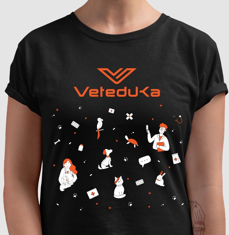 Camiseta Medvep - Preta e Branca com laranja