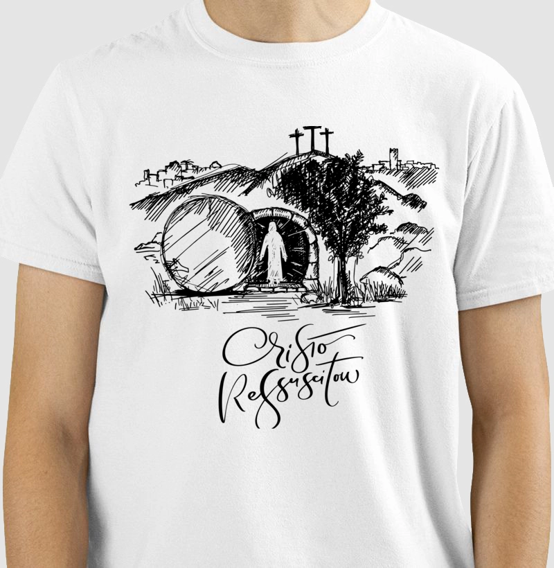 Camiseta “RESSURREIÇÃO” Minimalista: Fé em Estilo Elegante