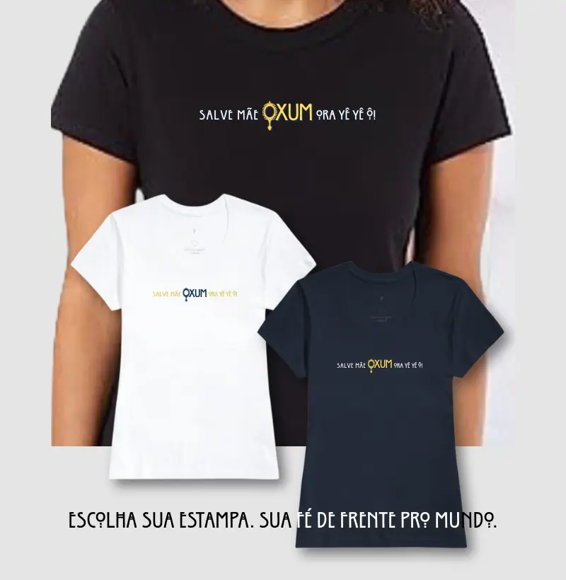  Camiseta Salve Mãe Oxum Sombreada Preta Feminina