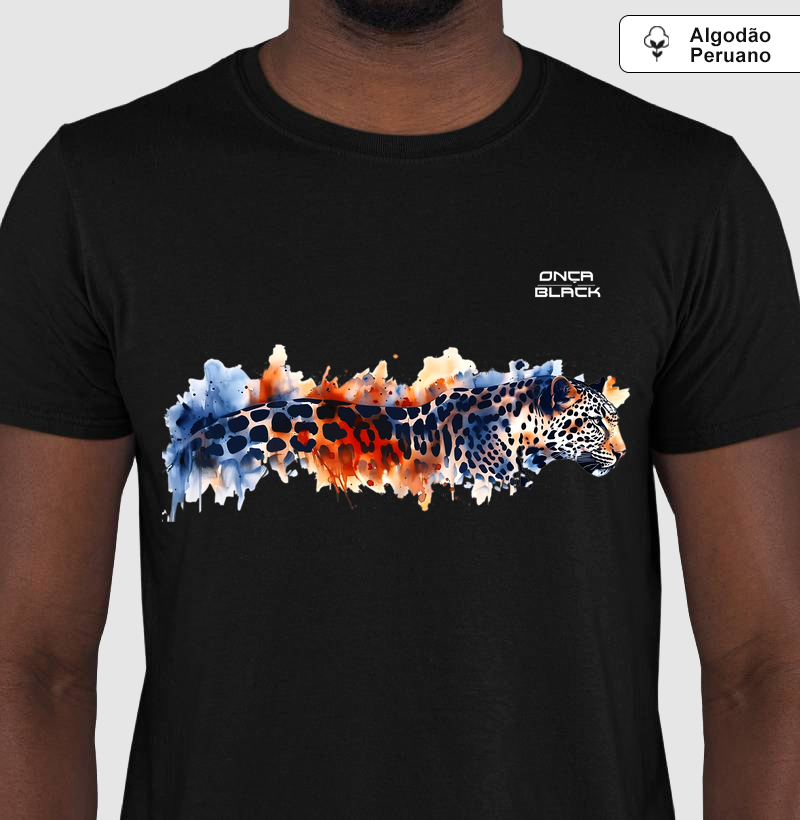 Camiseta Algodão Peruano - Onça Aquarela