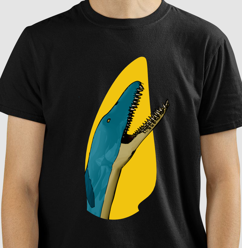 Camisa Algodão Estampada Elasmossauro Mandíbula Mortal Premium