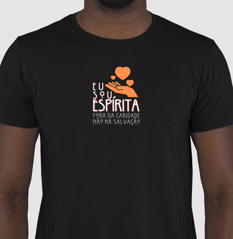 Estampa Sou Espírita Corações Preto Masc.