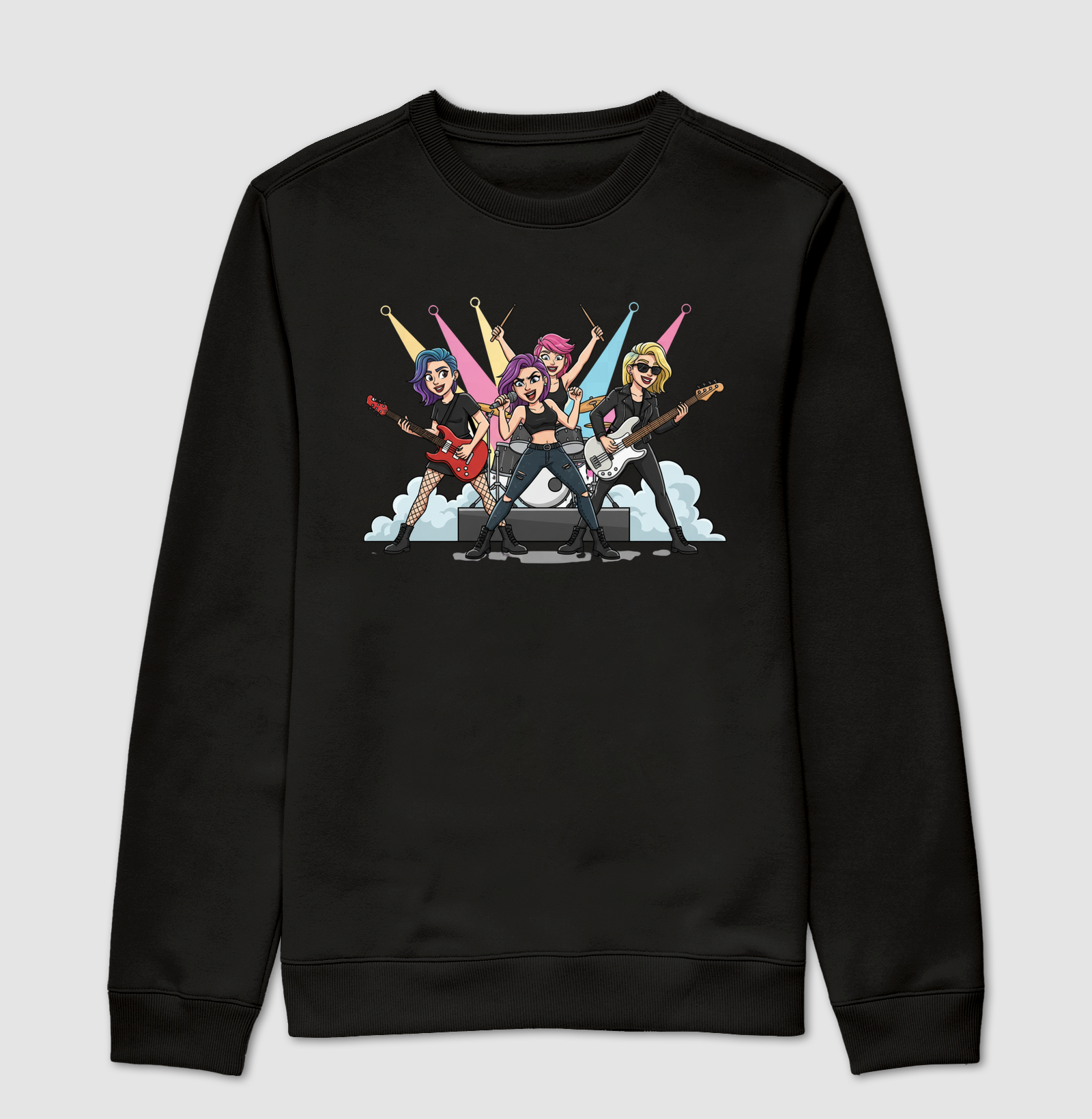 Camisa Banda de Rock Cartoon – Estampa Estilo Desenho Animado em Alta Resolução