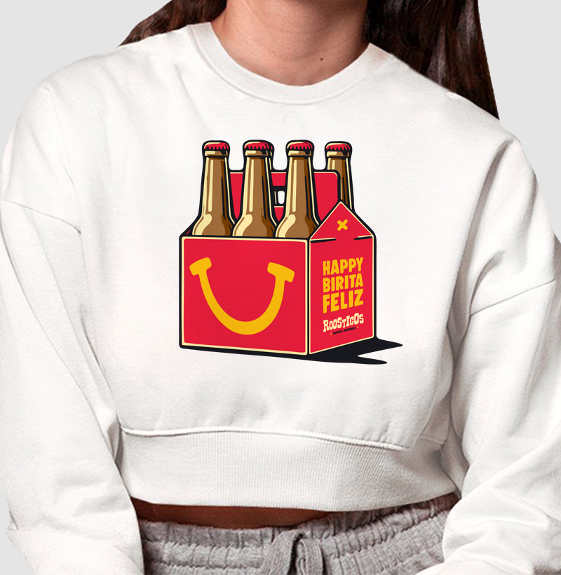 Cropped Moletom Happy Birita Feliz