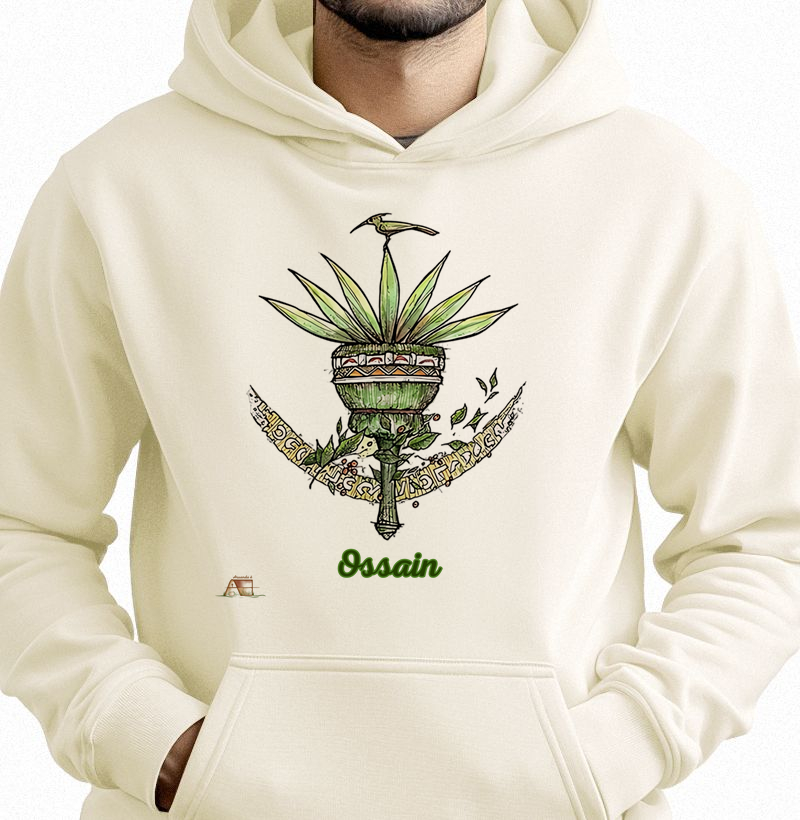 Hoodie Moletom Slim Aruanda ê Brasão de Ossain Poder das Ervas em 100% Algodão