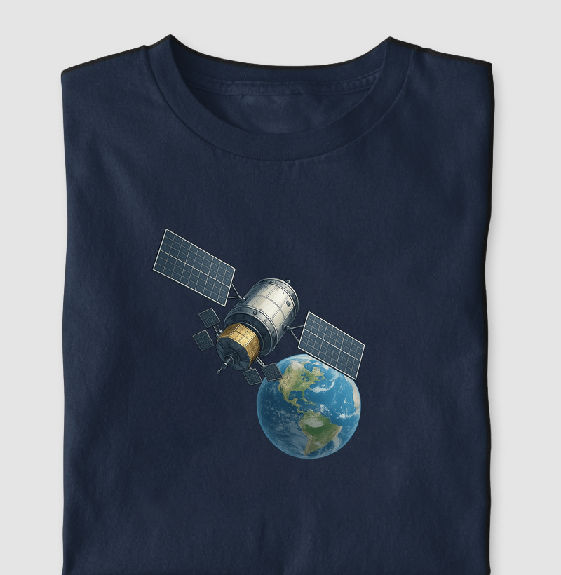 Camiseta Satélite em Órbita – Olhos Sobre a Terra