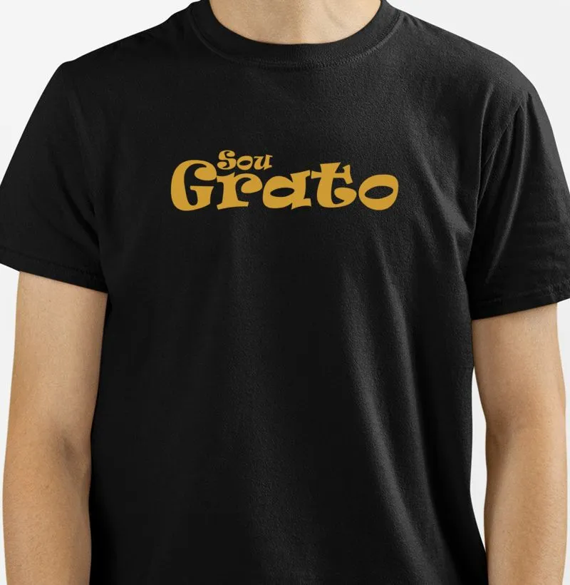 Camiseta Premium Sou grato ouro algodão peruano