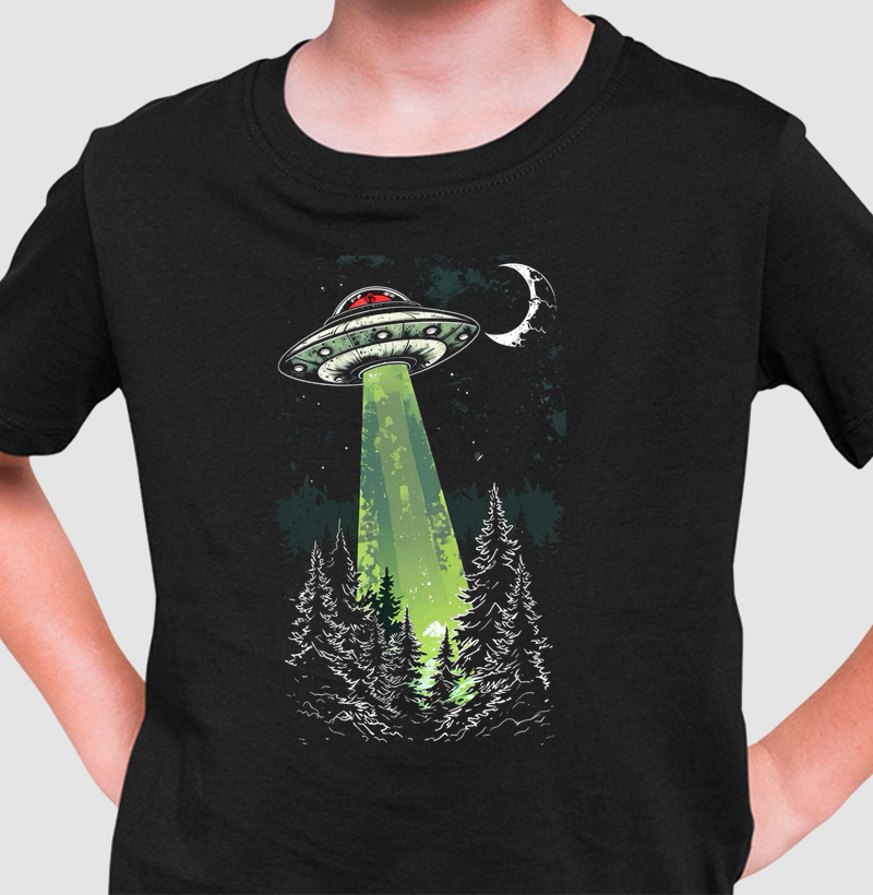 Camiseta Infantil - Disco Voador Floresta