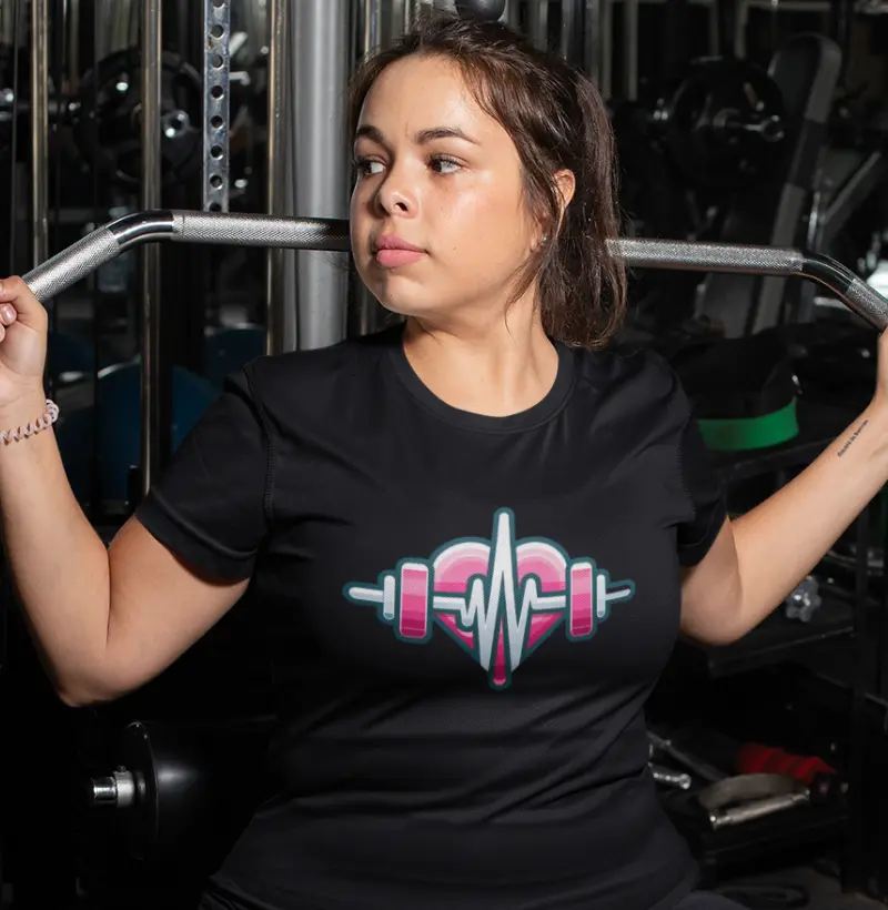 Batimento cardíaco de força V4 | Vida e Poder | Camiseta moderna com design de fitness