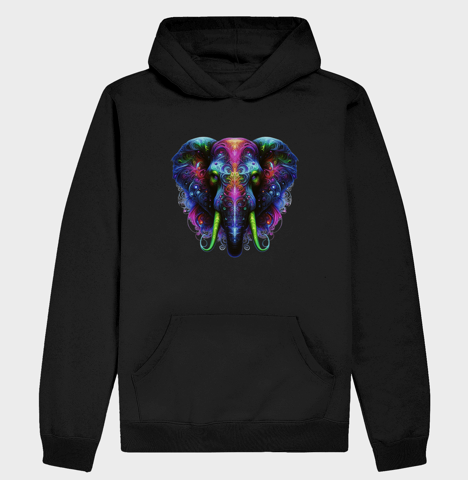 Elefante Psicodélico – Arte Surreal em Cores Vibrantes