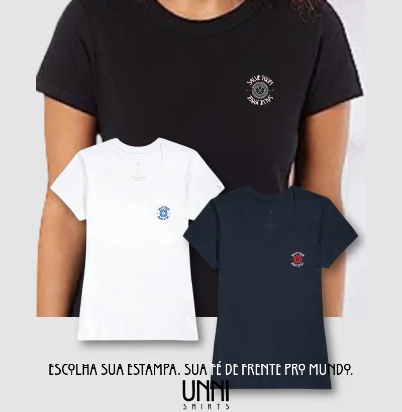 Camiseta Bls Salve Ogum salve Jorge Sombreada Preta Feminina