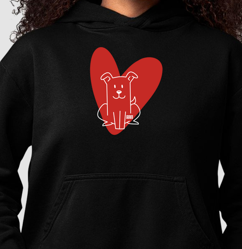 Coração vermelho e cachorro