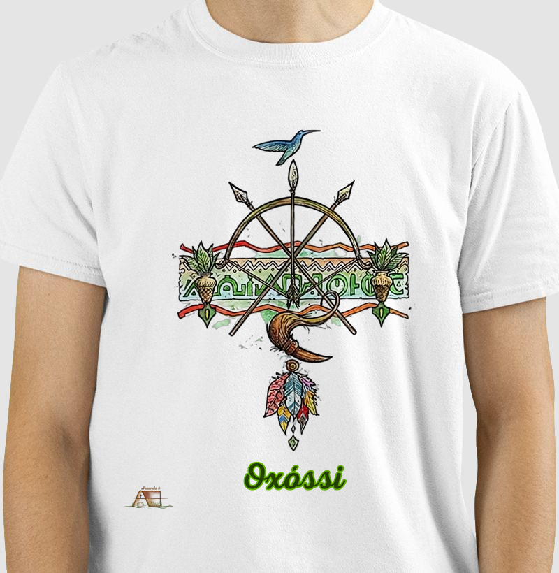 Camiseta Aruanda ê Armas de Oxóssi Conexão com a Natureza em 100% Algodão