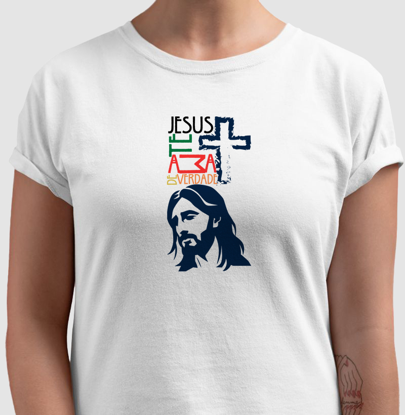 Estampa Jesus Te Ama De Verdade Branca Fem.