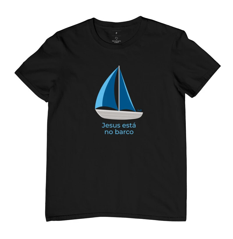 Camiseta Jesus está no barco - Modelos Masculina & Feminina