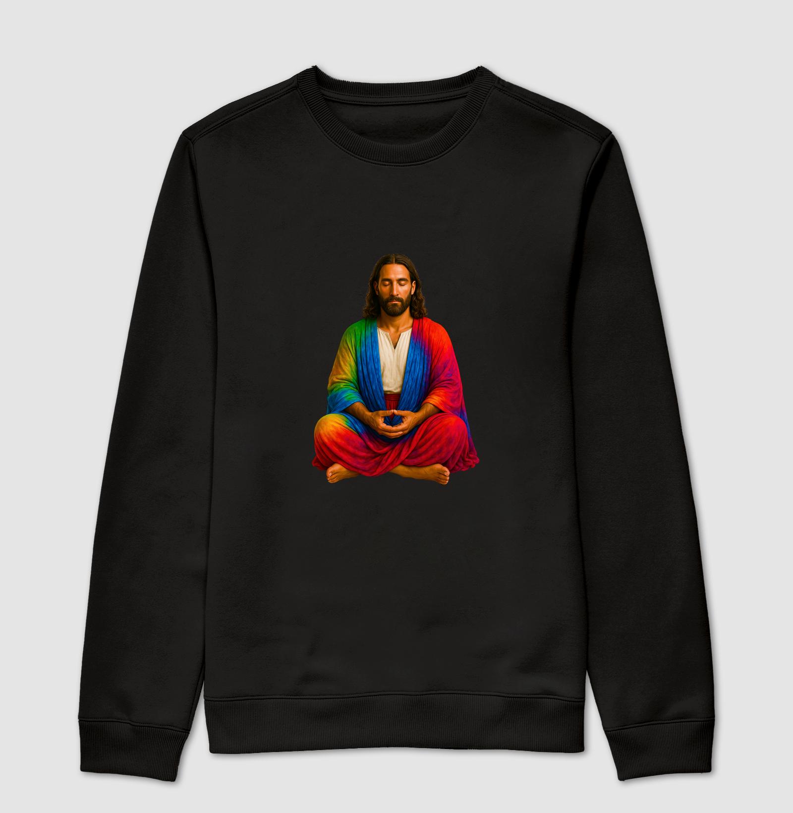Cristo Cósmico Meditante  | Yeshua em Paz com Manto Arco-Íris