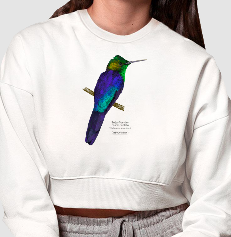 Inky Aves - Beija-flo-de-costas-violeta - Moletom Cropped