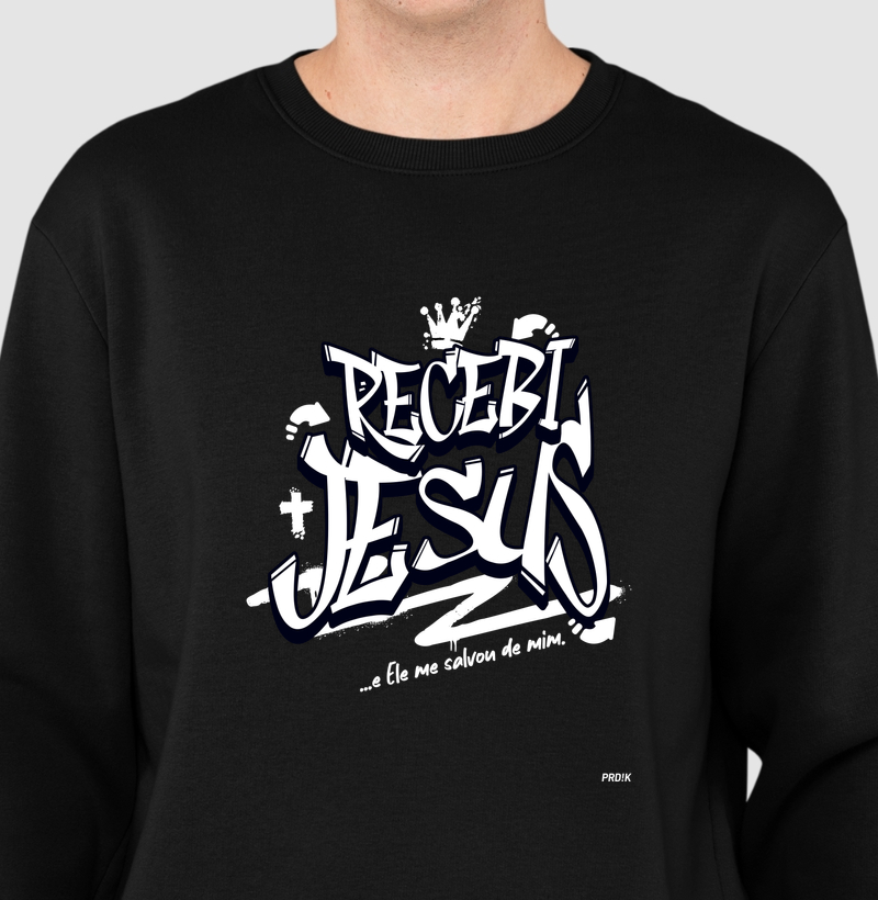 Moletom Fechado Algodão com Estampa - Recebi Jesus
