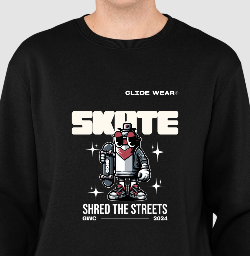 Suéter Slim Preto SHRED THE STREETS